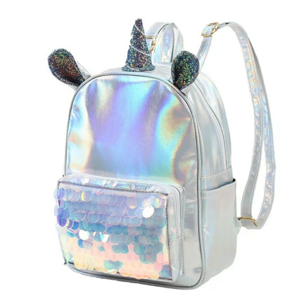 UNICORN SILVER HOLOGRAPHIC SEQUIN BACKPACK